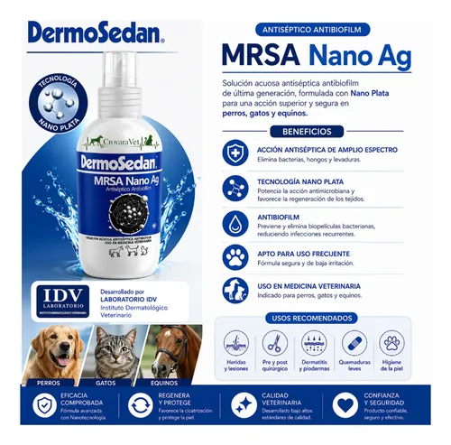 Dermosedan Spray Nano Ag Perros Gatos Dermatitis Herida Piel Blanco - Image 5