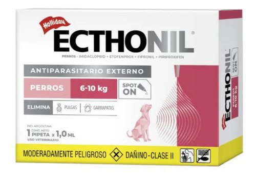 Ecthonil Pipeta Pulga Garrapata Perros 6 A 10kg 1 Mes Agua