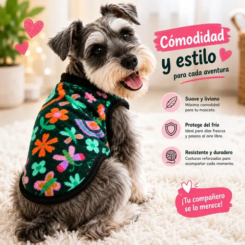 Ropa Friza Polar Reforzado Perros Gatos Talles 1 Al 12 Floreado Talle 5 - Image 4