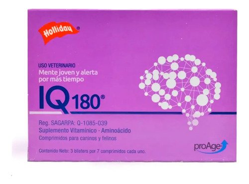 Holliday Iq180 Suplemento Neuroprotector Para Perros Y Gatos 21 Comprimidos