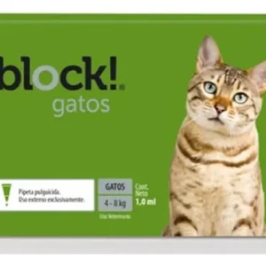Pipeta Gatos Block Eco 4 A 8kg Pulgas Garrapatas Ambiente Verde