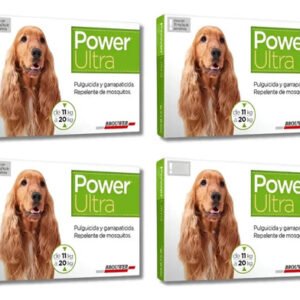 Pipeta Para Perros Medianos Power Ultra 11 A 20 Kg Pack X4 Verde