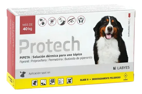 Pipeta Protech Perros +40 Kg Pulgas Garrapatas Mosquitos 40 A 60