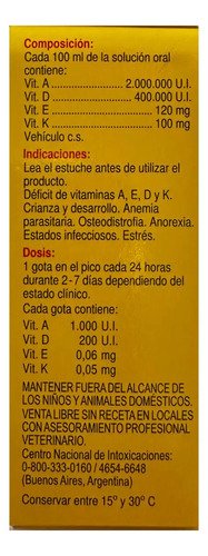 Vitamina Vitamínico Aedk A E D K Aves Pajaros Canarios 5ml - Image 4