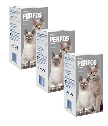 Pipeta Perfos Multidosis Gatos Pulguicida Kualcos X 3u. Azul Acero