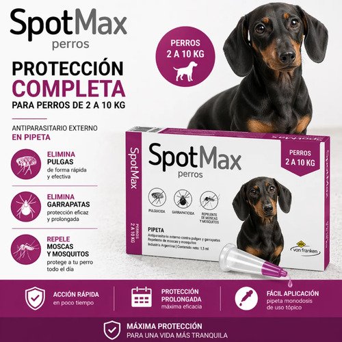 Pipeta Spotmax Perros 2 A 10kg Pulgas Garrapatas Mosquitos Rojo - Image 4