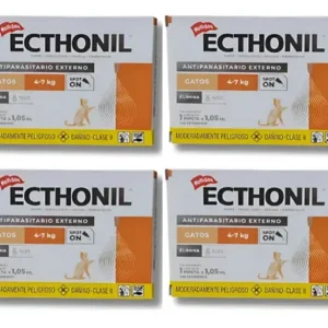 Pipeta Para Gatos Ecthonil 4 A 7 Kg X4unid Pulgas Garrapatas Agua