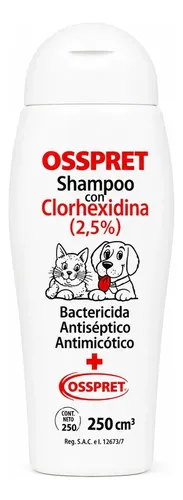 Shampoo Clorhexidina Perfumado Osspret Perros Gatos 250ml