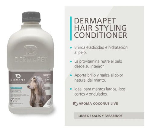 Acondicionador Dermapet Ceramidas Perros Pelo Largo 1l Coconut Live Sweet Clean - Image 3