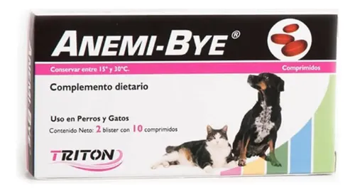 Anemi-bye 20 Comp. Hierro Para Perros Y Gatos Anemia