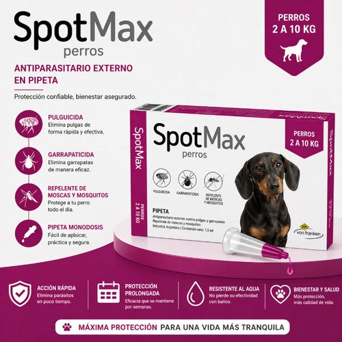 Pipeta Spotmax Perros 2 A 10kg Pulgas Garrapatas Mosquitos Rojo - Image 3