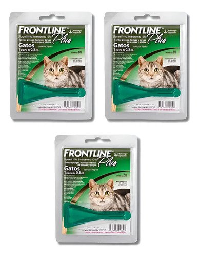 Pipeta Gatos Frontline Plus X3 Elimina Pulgas Y Garrapatas Agua