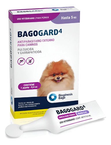 Pipeta Bagogard Perros Hasta 5 Kg Pulgas Garrapatas Bago Blanco