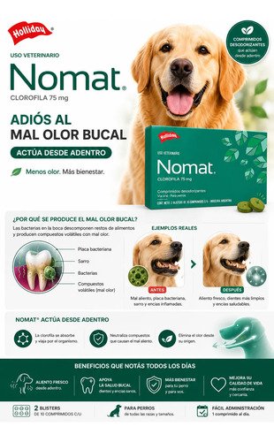 Nomat Perro X20 Comp Mal Aliento Olor Corporal Gases Verde Claro - Image 10