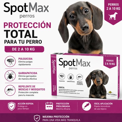 Pipeta Spotmax Perros 2 A 10kg Pulgas Garrapatas Mosquitos Rojo - Image 2