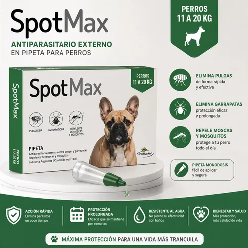 Pipeta Spotmax Perros 11 A 20kg Pulgas Garrapatas Mosquitos Verde - Image 5
