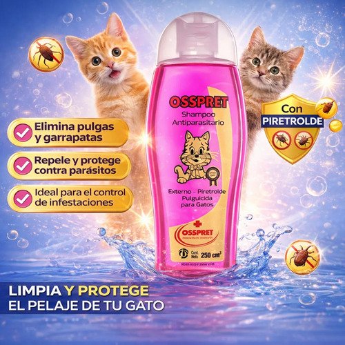 Shampoo Antiparasitario Gatos Osspret 250 Ml Pulgas Garrapat - Image 5