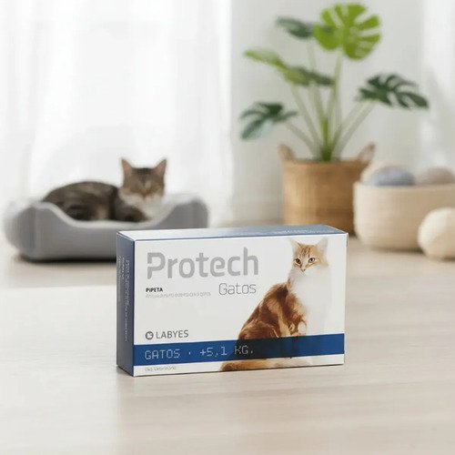 Pipeta Protech Gatos De 5 A 8 Kg Pulgas Garrapatas Mosquitos Azul Claro - Image 2
