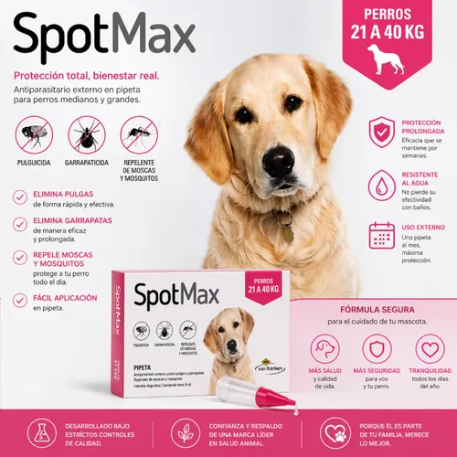 Pipeta Spotmax Perros 21 A 40kg Pulgas Garrapatas Mosquitos Blanco - Image 4