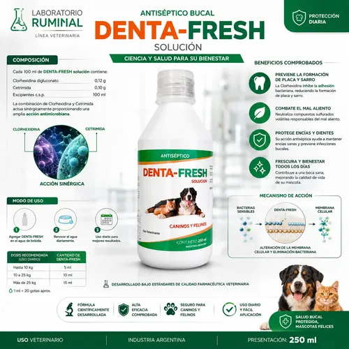 Denta Fresh Enjuague Bucal Higiene Perros Gatos 250ml Pollo - Image 3