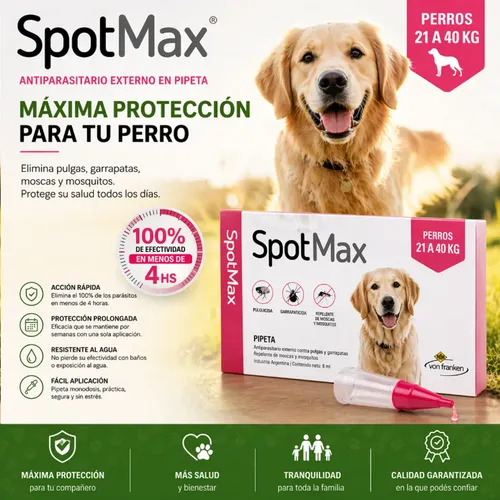 Pipeta Spotmax Perros 21 A 40kg Pulgas Garrapatas Mosquitos Blanco - Image 5