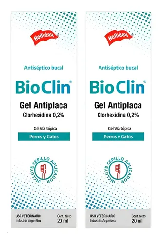 Gel Antiplaca Para Perro Bio Clin Clorhexidina C/ Cepillo X2 Pollo