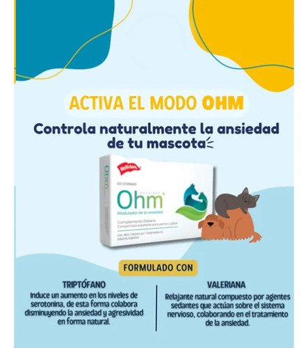 Ohm Ansiolítico Natural Perros Gatos 21 Comprimidos Palatabl - Image 3