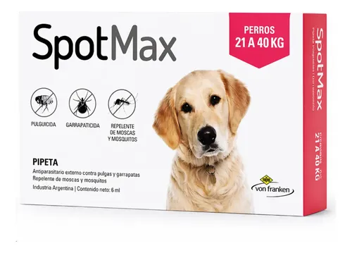 Pipeta Spotmax Perros 21 A 40kg Pulgas Garrapatas Mosquitos Blanco