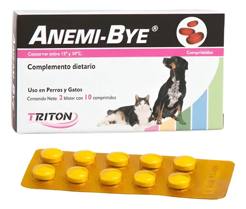 Triton Vet Anemi Bye Suplemento Antianémico Perro Gato 20 Comprimidos