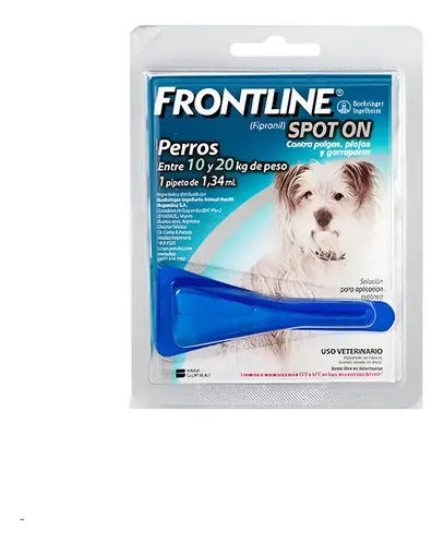 Pipeta Frontline Spot On Perro 10 A 20kg Pulgas Garrapatas Azul