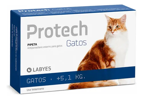 Pipeta Protech Gatos De 5 A 8 Kg Pulgas Garrapatas Mosquitos Azul Claro