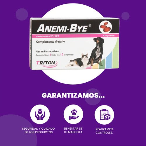 Triton Vet Anemi Bye Suplemento Antianémico Perro Gato 20 Comprimidos - Image 5