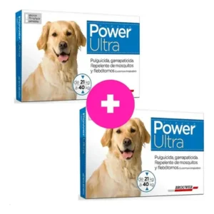 Pipeta Para Perros Grandes Power Ultra 21 A 40 Kg Pack X2 Azul