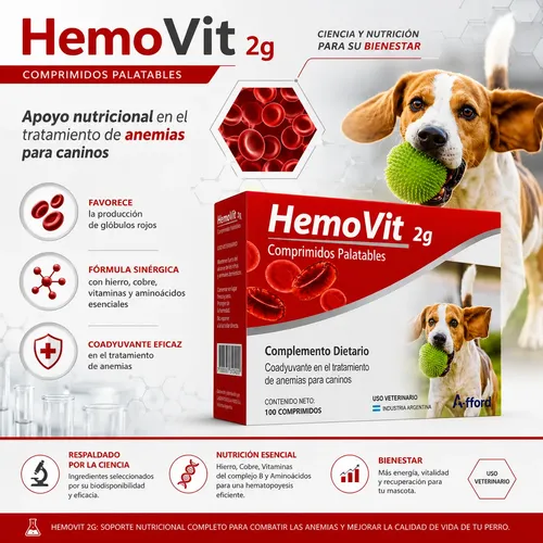 Hemovit Perro 2gr X30 Comprimidos Anemia Hierro Hematínico - Image 4