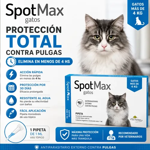 Pipeta Spotmax Gatos 4kg A 8kg Pulgas Garrapatas Mosquitos Azul - Image 5