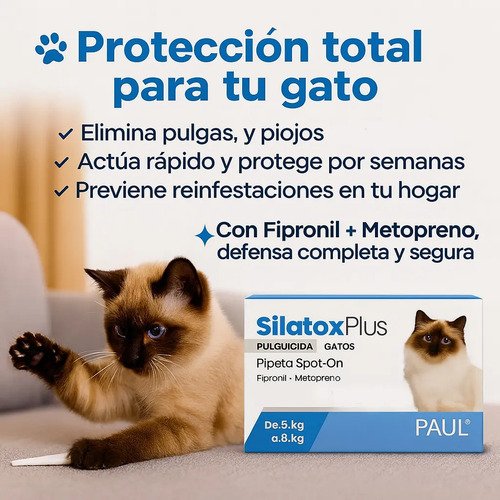 Pipeta Silatox Plus Gatos Felino 5 A 8kg Pulgas Garrapatas Azul - Image 4