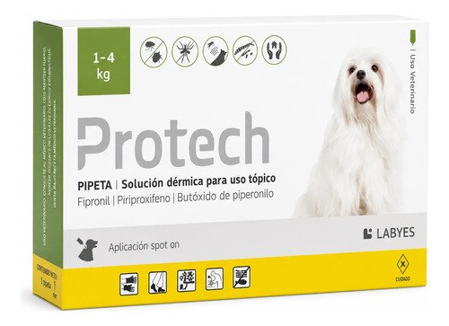 Pipeta Antipulgas Mosquitos Protech Perro Hasta 5kg - Labyes Verde Claro