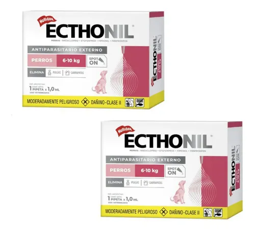 Ecthonil Pipeta Pulga Garrapata Perros 2-5kg X2unid 1 Mes Agua
