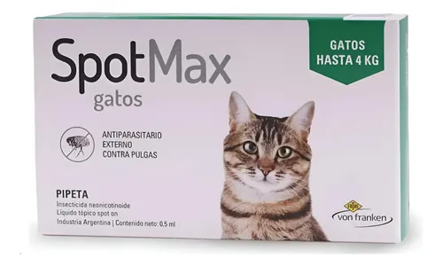 Pipeta Spotmax Gato Hasta 4kg Pulgas Garrapatas Mosquitos Verde
