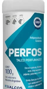 Perfos Talco Pulgas Garrapatas Perro Gato Aves 100grs Blanco