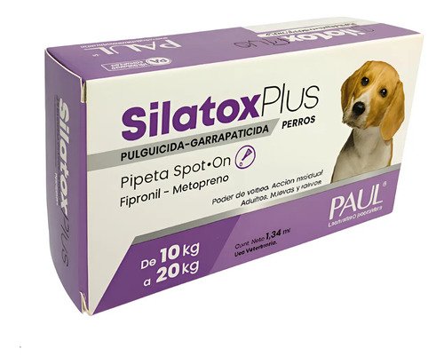 Pipeta Silatox Plus Perros 10 A 20kg Pulgas Garrapatas Mosca Violeta