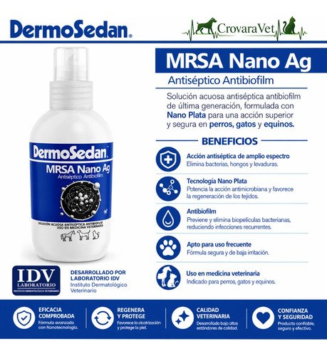 Dermosedan Spray Nano Ag Perros Gatos Dermatitis Herida Piel Blanco - Image 3