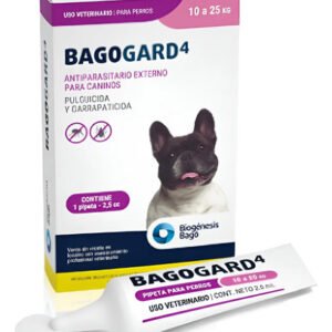Pipeta Bagogard Perros 10 A 25 Kg Pulgas Garrapatas Bago Azul