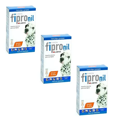 Pipeta Fipro Perros 21 A 40 Kg Pack X3 Pulgas Garrapatas Blanco