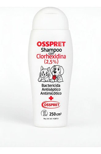 Shampoo Clorhexidina Perfumado Osspret Perros Gatos 250ml Perfumado