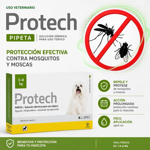 Pipeta Antipulgas Mosquitos Protech Perro Hasta 5kg - Labyes Verde Claro - Image 4
