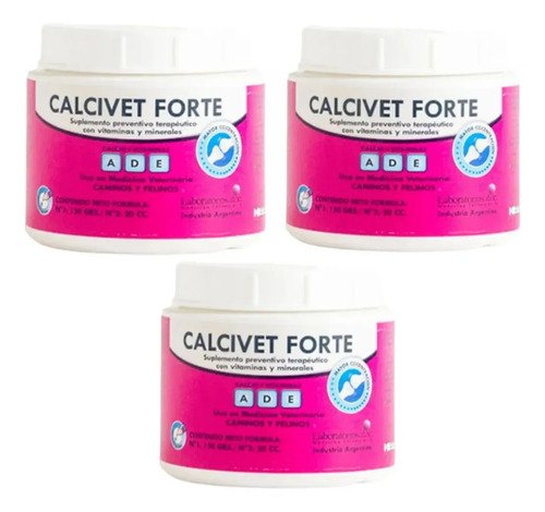 Suplemento Calcivet Forte Perro Gato 150g Polvo Pack X 3