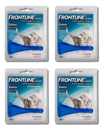 Pipeta Para Gatos Frontline Spot On Elimina Pulgas Piojos X4 Azul