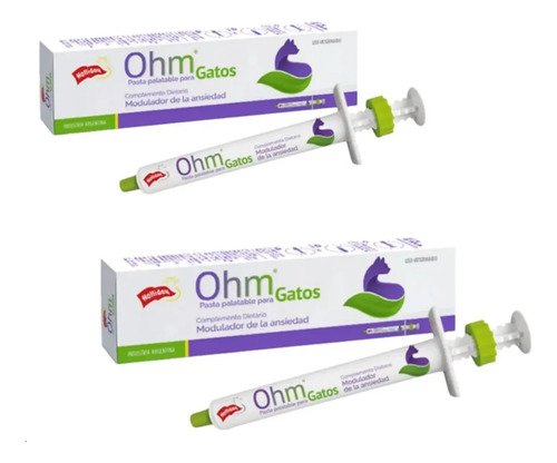 Ohm Pasta Palatable Jeringa 7gr Gatos Disminuye Ansiedad X 2