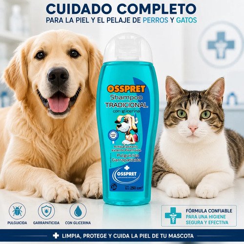 Shampoo Osspret Tradicional X250ml Perros Pulgas Garrapatas - Image 5